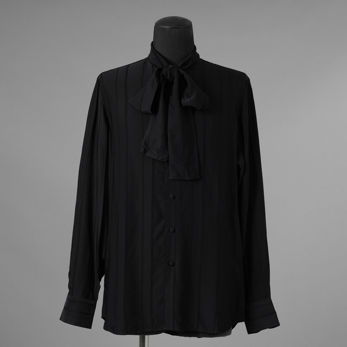 LARDINI ラルディーニ / 美品 23AW ビスコース クレポン ボウタイブラウス 長袖シャツ / 20071 11 KC511181 / size 39 (BLACK）352132-in-ue
