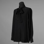 LARDINI ラルディーニ / 美品 23AW ビスコース クレポン ボウタイブラウス 長袖シャツ / 20071 11 KC511181 / size 39 (BLACK）352132-in-ue