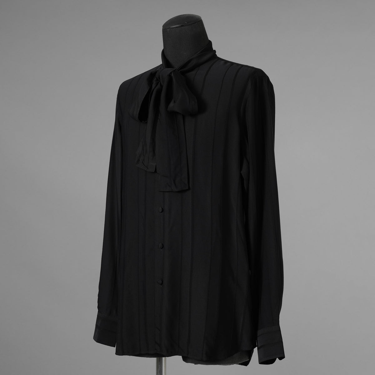 LARDINI ラルディーニ / 美品 23AW ビスコース クレポン ボウタイブラウス 長袖シャツ / 20071 11 KC511181 / size 39 (BLACK）352132-in-ue