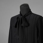 LARDINI ラルディーニ / 美品 23AW ビスコース クレポン ボウタイブラウス 長袖シャツ / 20071 11 KC511181 / size 39 (BLACK）352132-in-ue