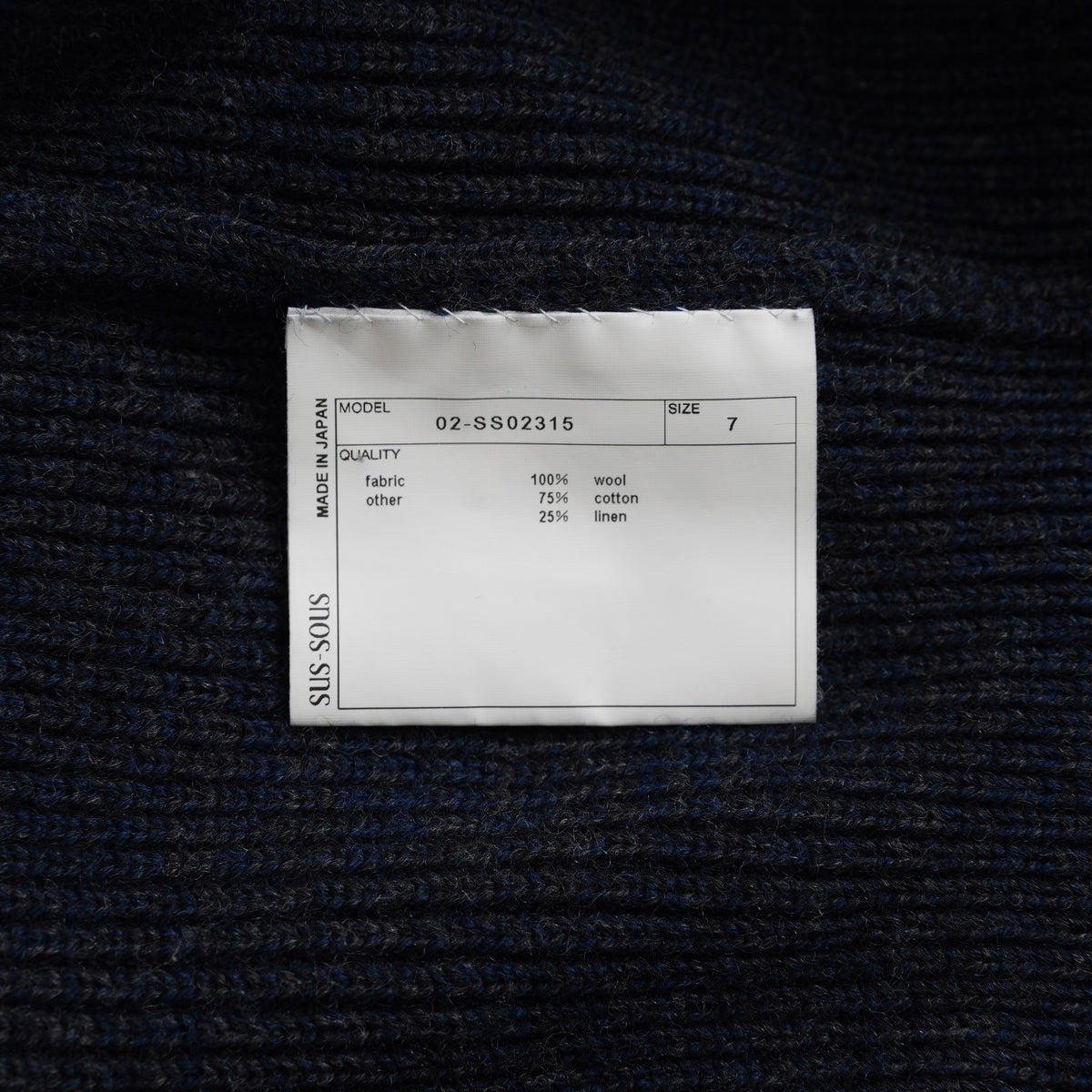 SUS-SOUS シュスー / 美品 20AW boatneck knit ボートネック 長袖ニット / 06-SS02315 / size 7 (BLUE) 123048-alm
