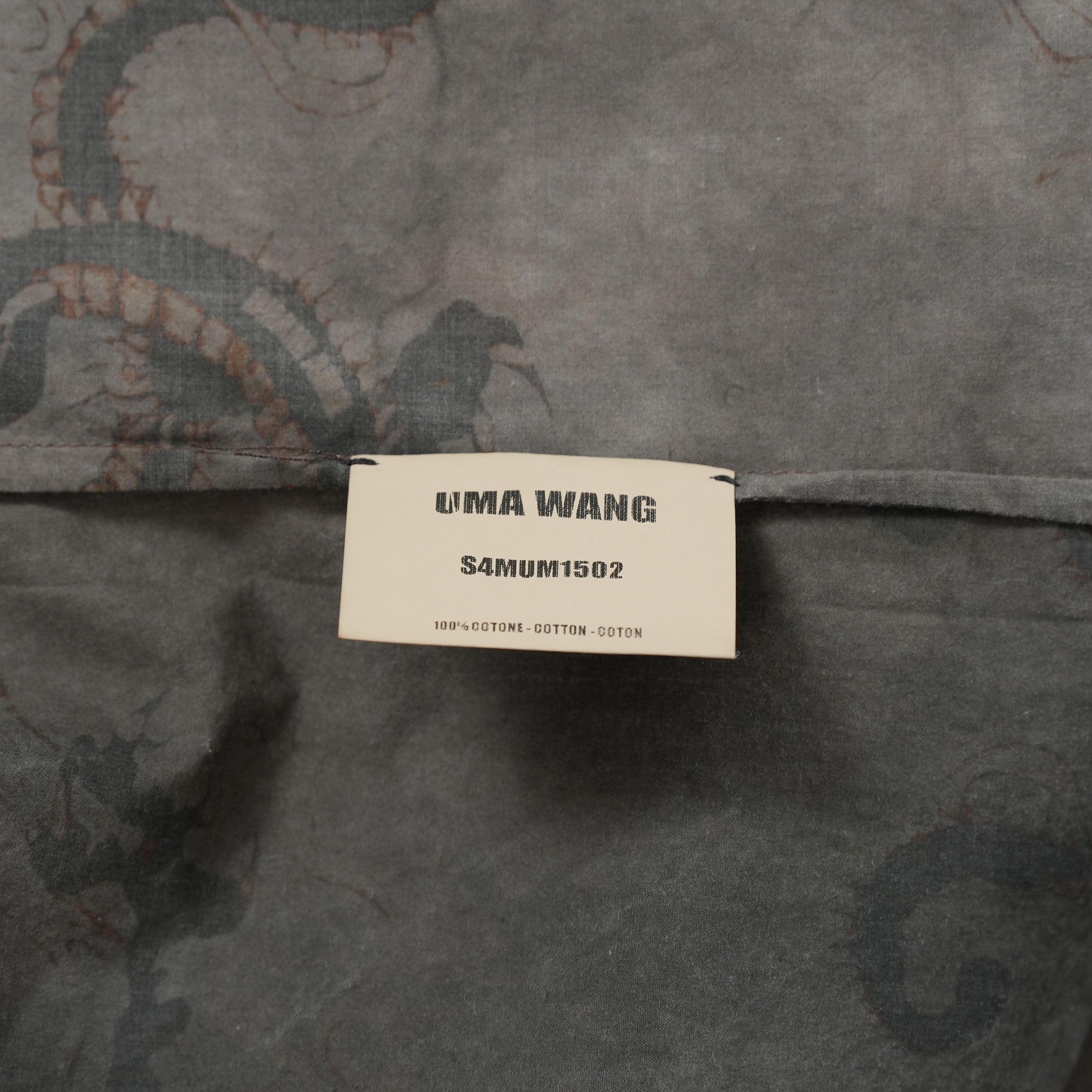 UMA WANG ユマワン / 美品 24SS TAB TOP ドラゴンプリントシャツ 長袖シャツ/ SAMUM1502 / size S (GRAY×BLACK)