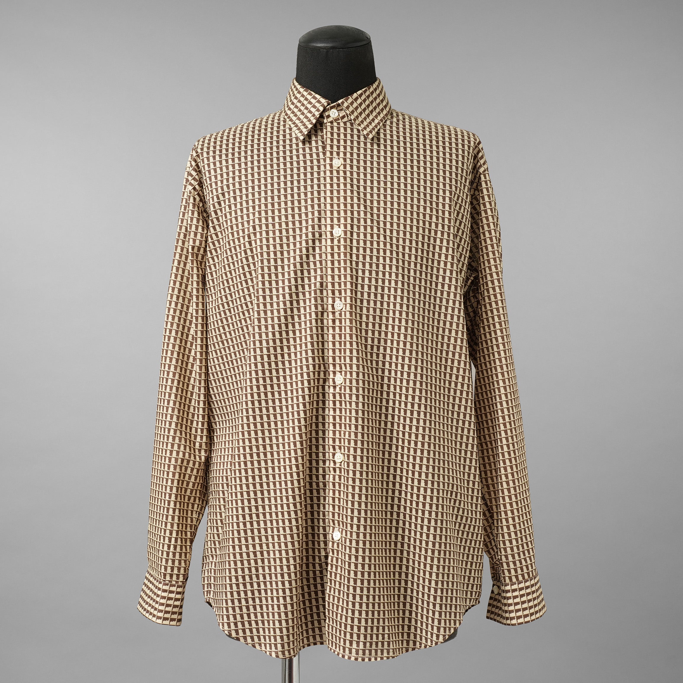LANVIN collection ランバンコレクション / 美品 25AW COTTON LAWN LONG-SLEEVE SHIRT.1 / AIN コットンローンシャツ 長袖シャツ/ LA-1Z-30307 / size 50 (BROWN)