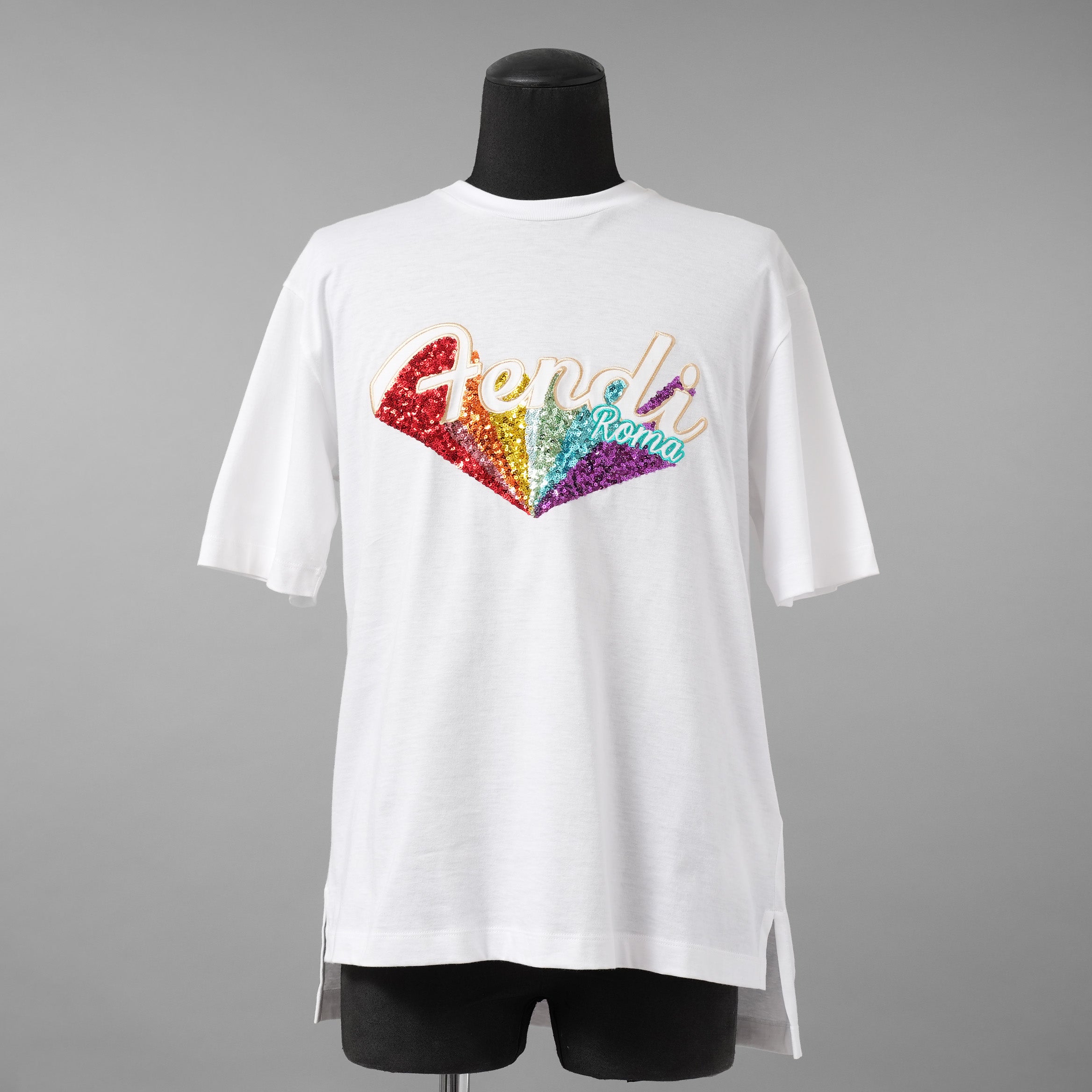 FENDI フェンディ / 19SS レインボーロゴTシャツ 半袖Tシャツ / FS7011 A5HU / size S (WHITE)