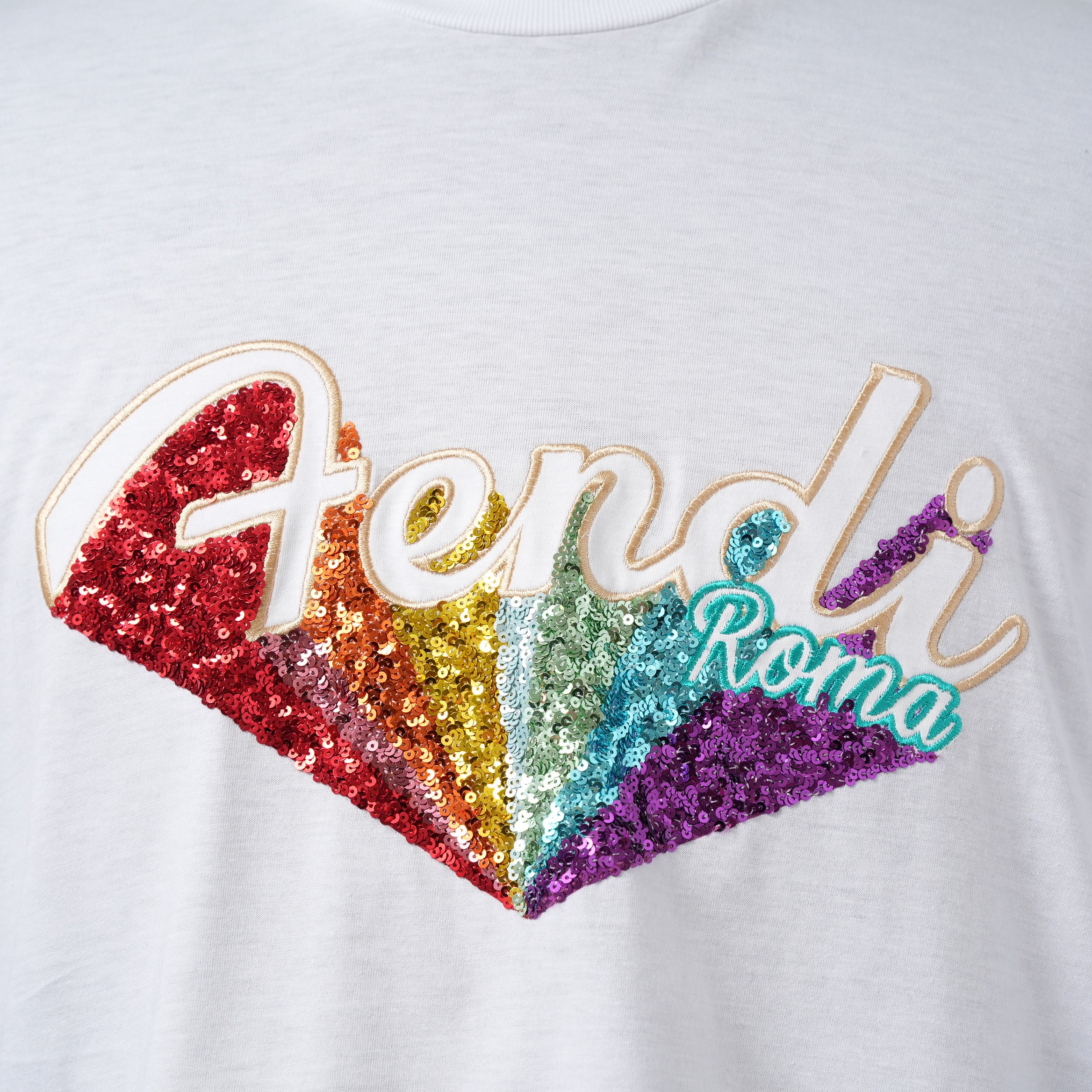 FENDI フェンディ / 19SS レインボーロゴTシャツ 半袖Tシャツ / FS7011 A5HU / size S (WHITE)