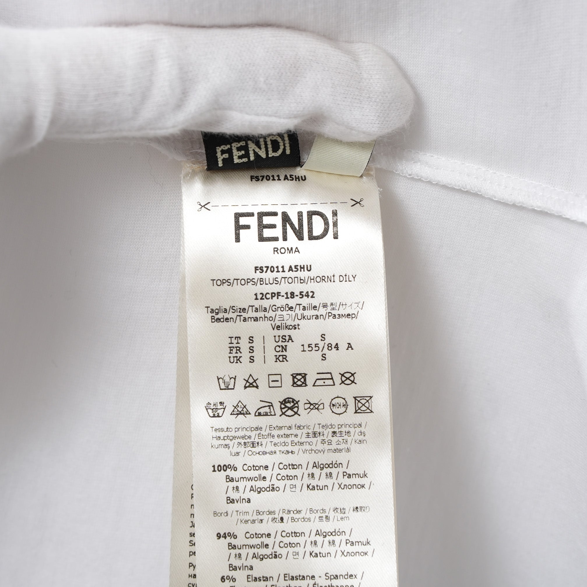 FENDI フェンディ / 19SS レインボーロゴTシャツ 半袖Tシャツ / FS7011 A5HU / size S (WHITE)