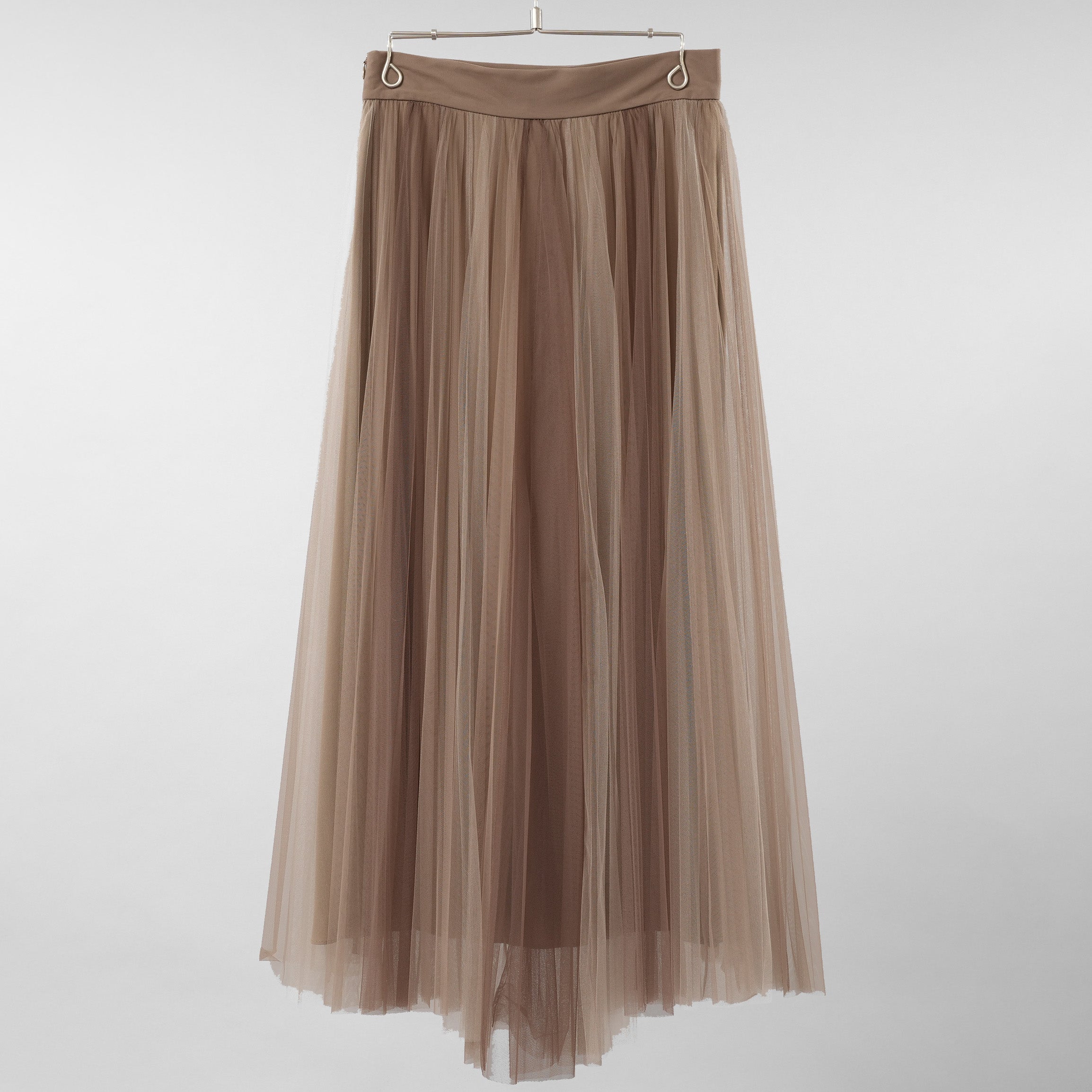 Brunello Cucinelli ブルネロクチネリ / 美品 20AW サイドジップ チュール スカート ボトムス / size 40 (BROWN) レディース