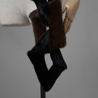 超希少 FENDI フェンディ / 美品 17AW ミンク ファー チェーンリンク マフラー  / FNG049 A140 F0GMF / ONE SIZE (BLACK × DARK BROWN) レディース 352128-izm アクセサリー