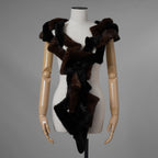 超希少 FENDI フェンディ / 美品 17AW ミンク ファー チェーンリンク マフラー  / FNG049 A140 F0GMF / ONE SIZE (BLACK × DARK BROWN) レディース 352128-izm アクセサリー