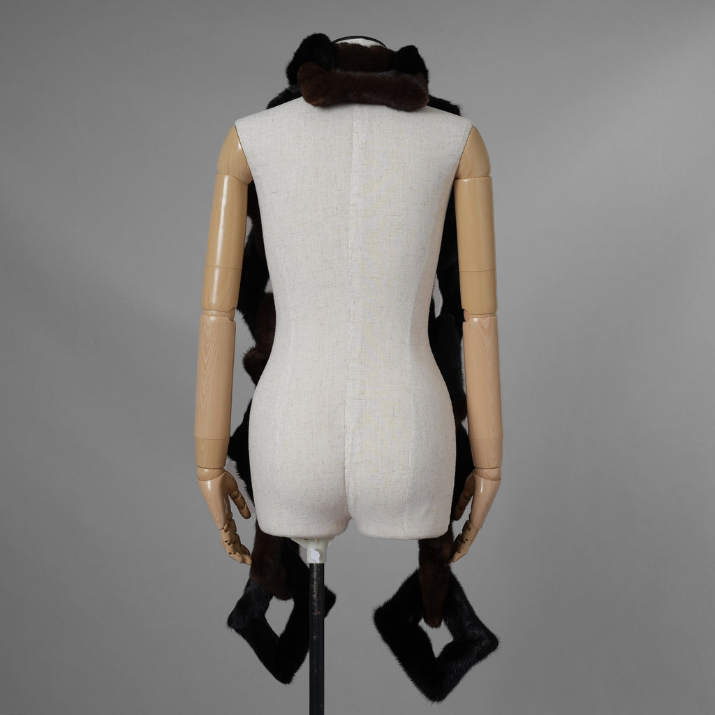 超希少 FENDI フェンディ / 美品 17AW ミンク ファー チェーンリンク マフラー  / FNG049 A140 F0GMF / ONE SIZE (BLACK × DARK BROWN) レディース 352128-izm アクセサリー