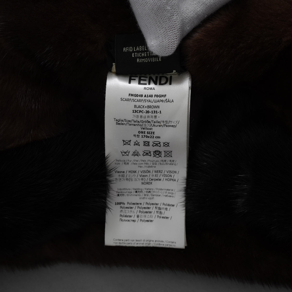 超希少 FENDI フェンディ / 美品 17AW ミンク ファー チェーンリンク マフラー  / FNG049 A140 F0GMF / ONE SIZE (BLACK × DARK BROWN) レディース 352128-izm アクセサリー