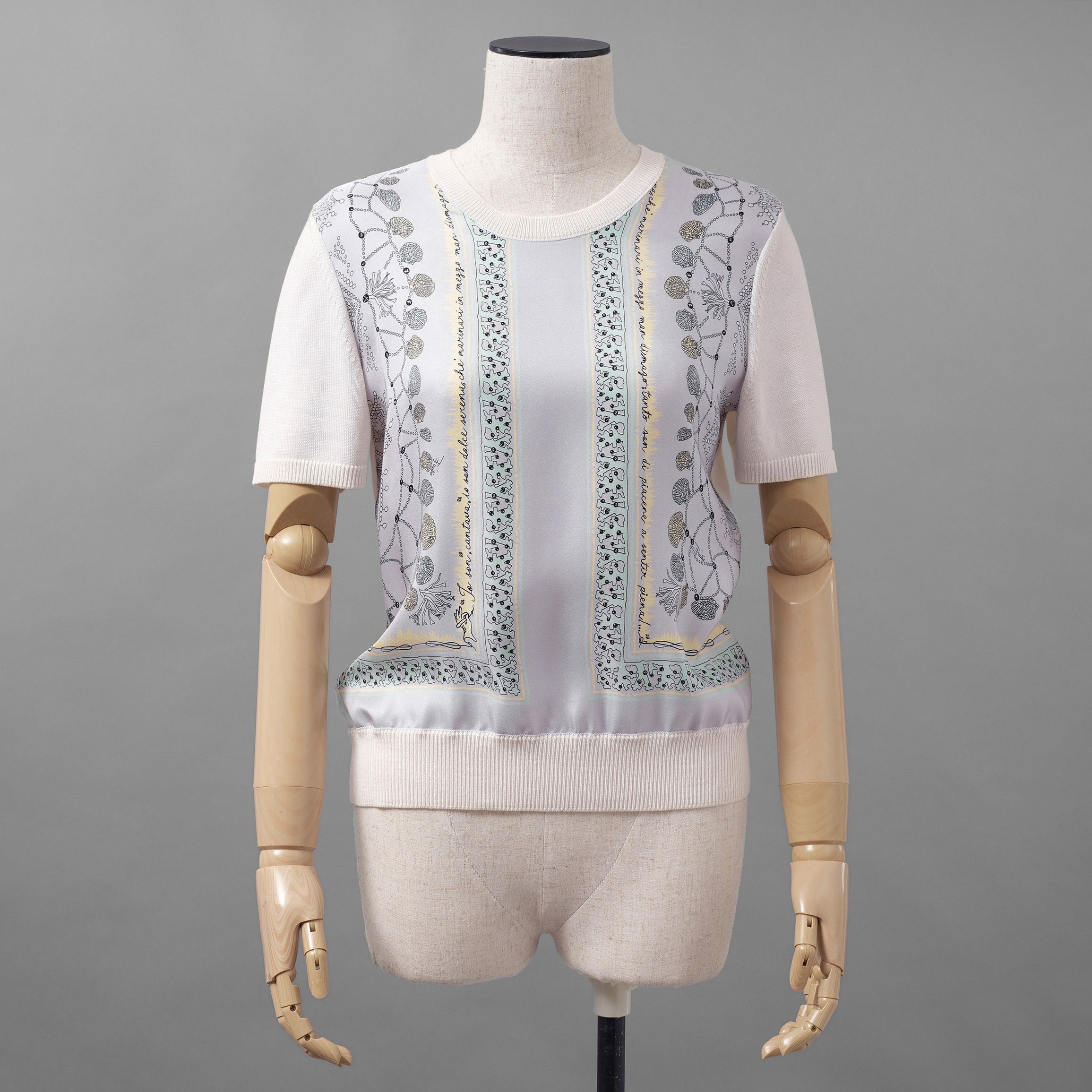 EMILIO PUCCI エミリオプッチ / 美品 シルク 半袖ニット / 1HKP10 1H962 / size S (LIGHTBLUE)
