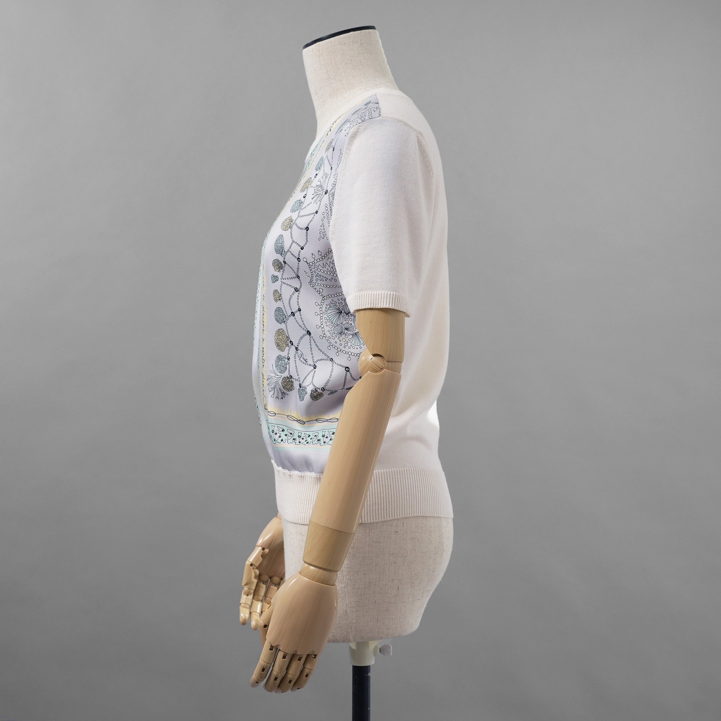 EMILIO PUCCI エミリオプッチ / 美品 シルク 半袖ニット / 1HKP10 1H962 / size S (LIGHTBLUE)