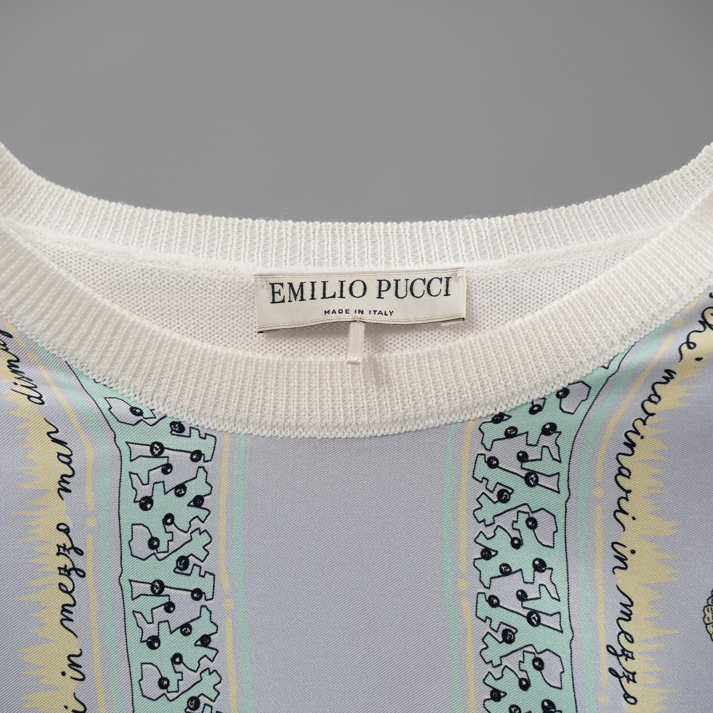 EMILIO PUCCI エミリオプッチ / 美品 シルク 半袖ニット / 1HKP10 1H962 / size S (LIGHTBLUE)