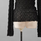 ASTRAET アストラット / 美品 25SS レース ロングスリーブカットソー 長袖Tシャツ / 5412-2-710155 / size FREE（ BLACK ) レディース