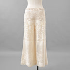 VALENTINO ヴァレンティノ / 21SS ポインテルニット コットン混 レース フレアパンツ / XB3RB4F66U6 / size 40 ( IVORY ) レディース