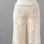 VALENTINO ヴァレンティノ / 21SS ポインテルニット コットン混 レース フレアパンツ / XB3RB4F66U6 / size 40 ( IVORY ) レディース