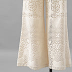 VALENTINO ヴァレンティノ / 21SS ポインテルニット コットン混 レース フレアパンツ / XB3RB4F66U6 / size 40 ( IVORY ) レディース