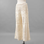 VALENTINO ヴァレンティノ / 21SS ポインテルニット コットン混 レース フレアパンツ / XB3RB4F66U6 / size 40 ( IVORY ) レディース