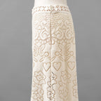 VALENTINO ヴァレンティノ / 21SS ポインテルニット コットン混 レース フレアパンツ / XB3RB4F66U6 / size 40 ( IVORY ) レディース