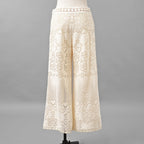 VALENTINO ヴァレンティノ / 21SS ポインテルニット コットン混 レース フレアパンツ / XB3RB4F66U6 / size 40 ( IVORY ) レディース