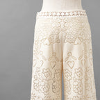 VALENTINO ヴァレンティノ / 21SS ポインテルニット コットン混 レース フレアパンツ / XB3RB4F66U6 / size 40 ( IVORY ) レディース