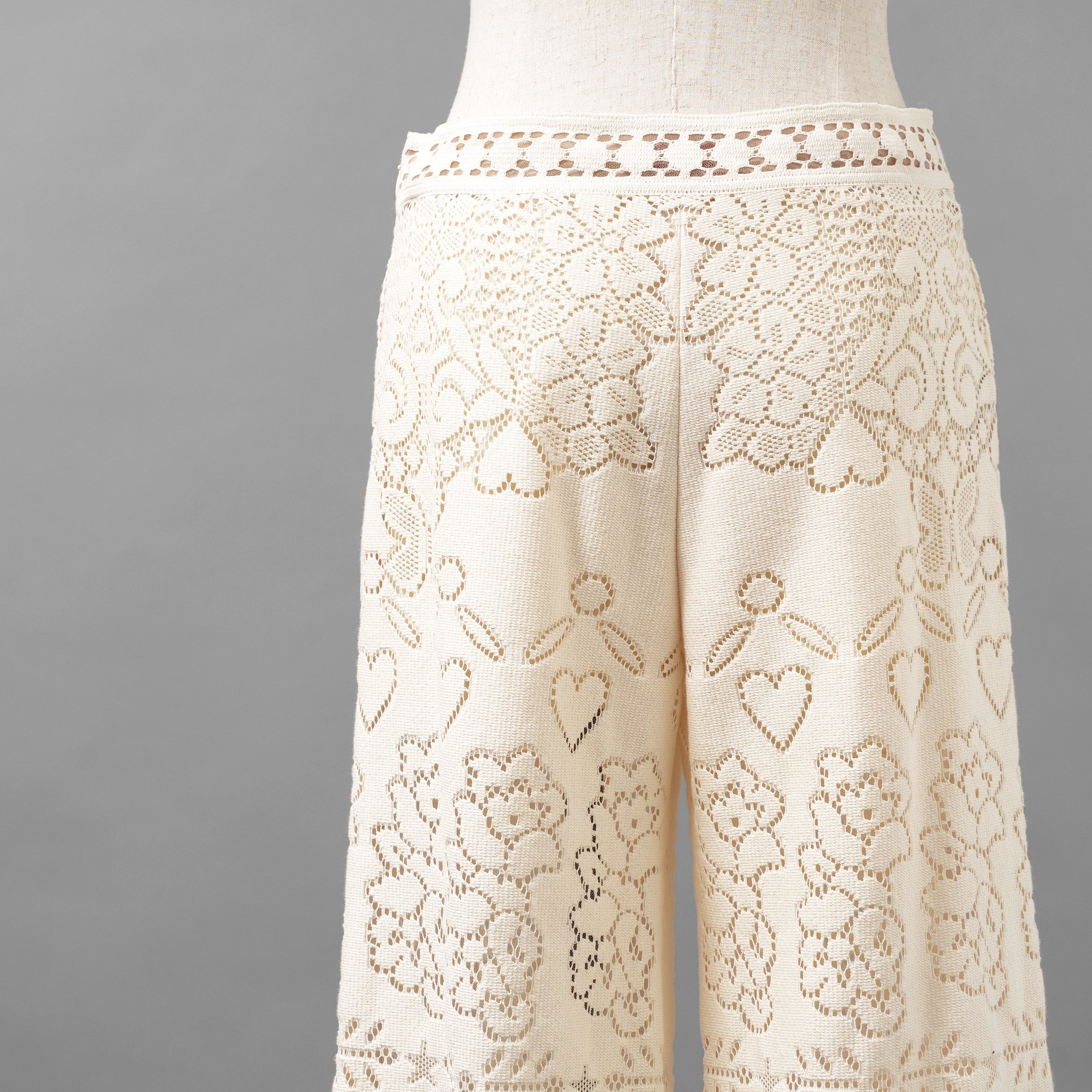 VALENTINO ヴァレンティノ / 21SS ポインテルニット コットン混 レース フレアパンツ / XB3RB4F66U6 / size 40 ( IVORY ) レディース