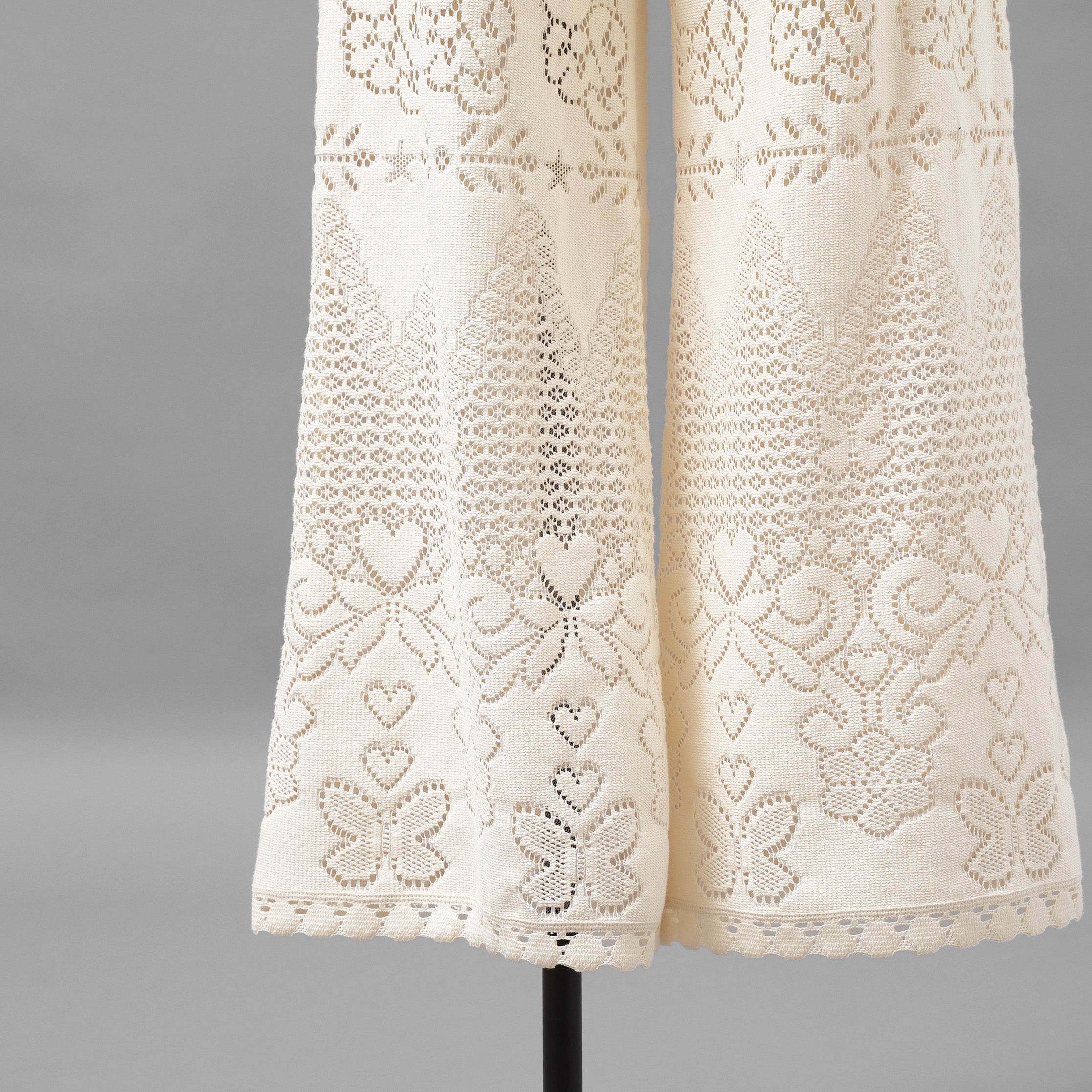VALENTINO ヴァレンティノ / 21SS ポインテルニット コットン混 レース フレアパンツ / XB3RB4F66U6 / size 40 ( IVORY ) レディース