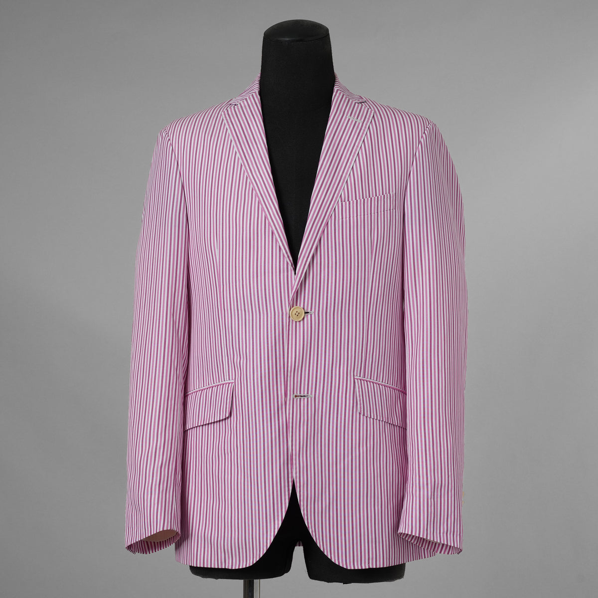 ETRO エトロ / 14SS コットン ストライプ シングルブレスト ジャケット / 141-1J820-6001 / size 46 (PINK) 352135-in-ue