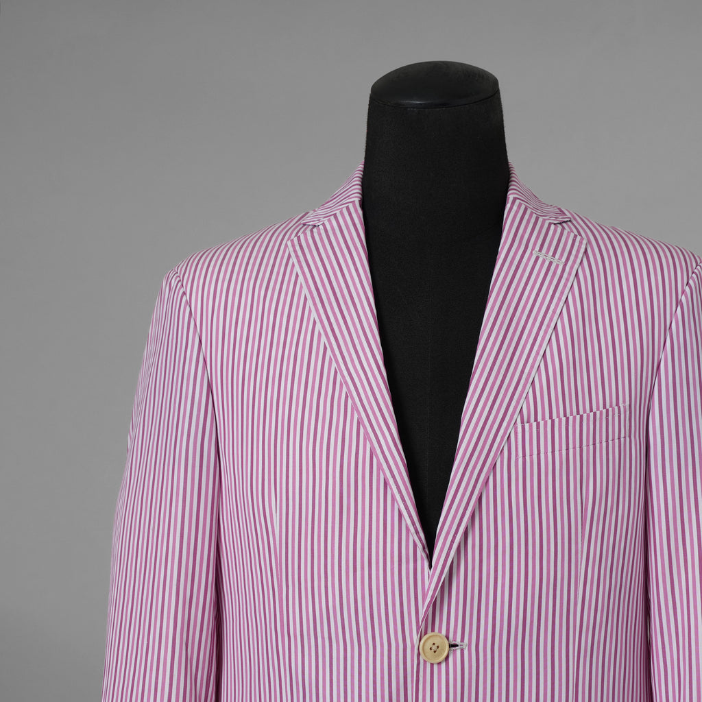 ETRO エトロ / 14SS コットン ストライプ シングルブレスト ジャケット / 141-1J820-6001 / size 46 (PINK) 352135-in-ue