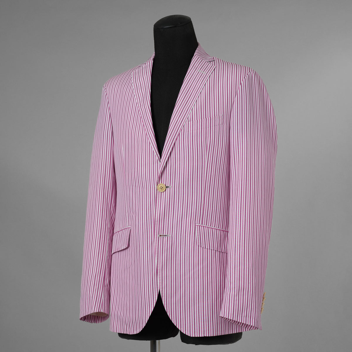 ETRO エトロ / 14SS コットン ストライプ シングルブレスト ジャケット / 141-1J820-6001 / size 46 (PINK) 352135-in-ue