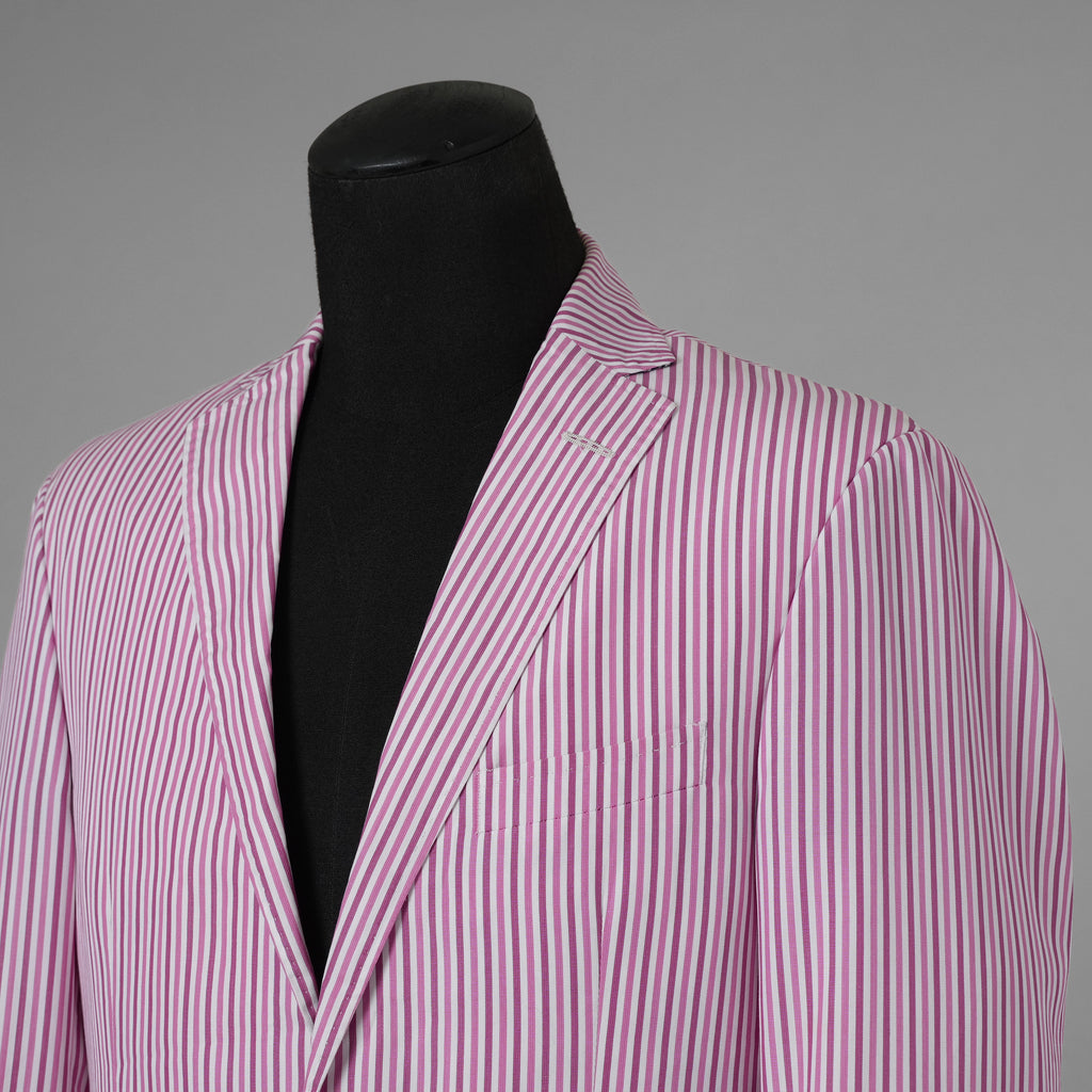 ETRO エトロ / 14SS コットン ストライプ シングルブレスト ジャケット / 141-1J820-6001 / size 46 (PINK) 352135-in-ue