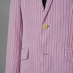 ETRO エトロ / 14SS コットン ストライプ シングルブレスト ジャケット / 141-1J820-6001 / size 46 (PINK) 352135-in-ue