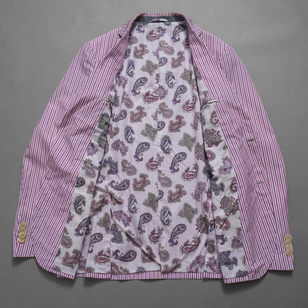 ETRO エトロ / 14SS コットン ストライプ シングルブレスト ジャケット / 141-1J820-6001 / size 46 (PINK) 352135-in-ue