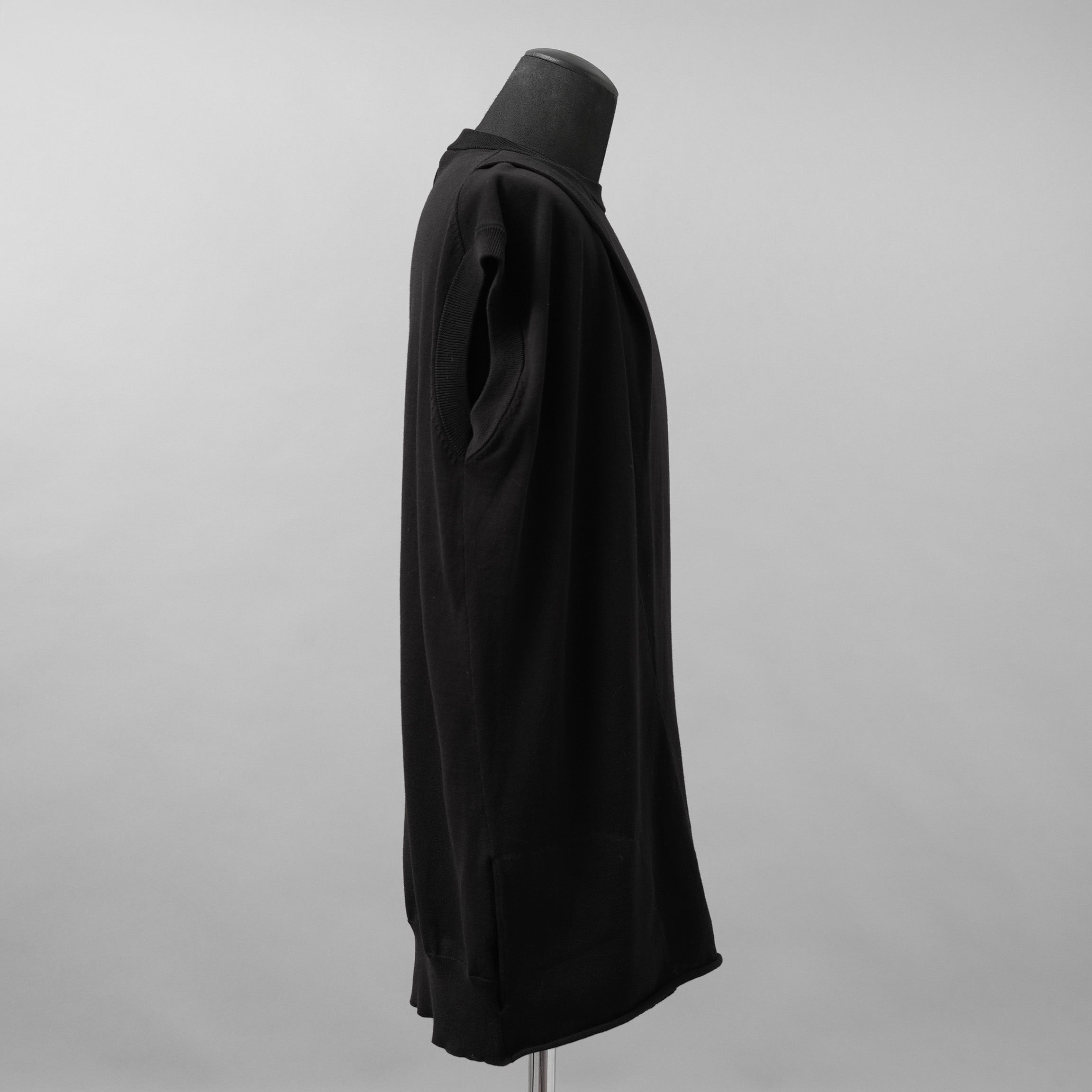 RIPVANWINKLE リップヴァンウィンクル / 美品 23SS CROSS KNIT JERSEY VEST アシンメトリー ドレープ ノースリーブカットソー ニット / RW-420 / size L ( BLACK )