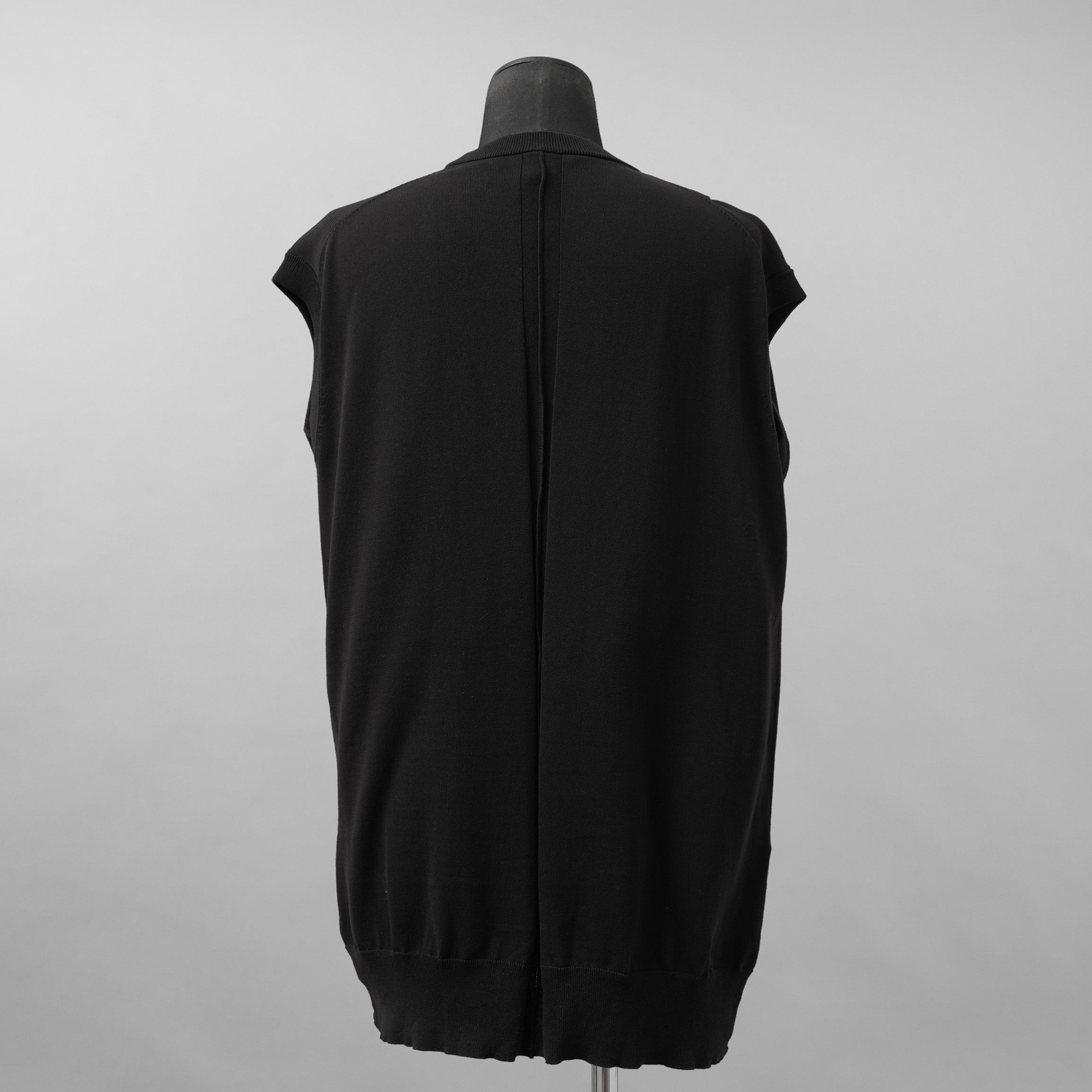 RIPVANWINKLE リップヴァンウィンクル / 美品 23SS CROSS KNIT JERSEY VEST アシンメトリー ドレープ ノースリーブカットソー ニット / RW-420 / size L ( BLACK )
