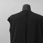 RIPVANWINKLE リップヴァンウィンクル / 美品 23SS CROSS KNIT JERSEY VEST アシンメトリー ドレープ ノースリーブカットソー ニット / RW-420 / size L ( BLACK )