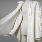 VALENTINO ヴァレンティノ / 美品 21AW ウールカシミア ブレード ケープ アウター / WB0CG2H315E / size M (IVORY) レディース 352134-izm