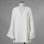 VALENTINO ヴァレンティノ / 美品 21SS ヘビークレープ チュニックブラウス 長袖シャツ / VB3AE5H065C / size 38 (WHITE) レディース 352133-izm