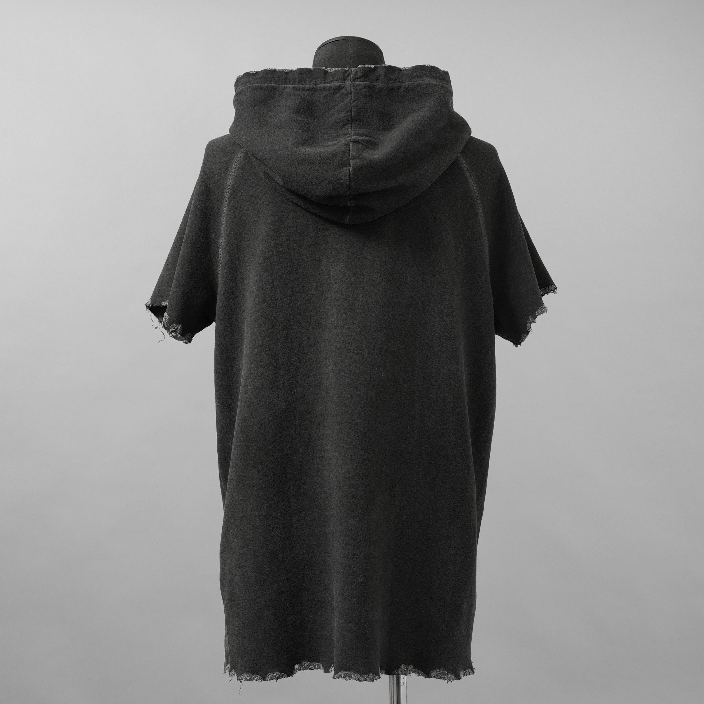 BALMAIN バルマン / ヴィンテージ加工 ショートスリーブ フーディ 半袖 パーカー / 3741I208 / size S (DARK GRAY)