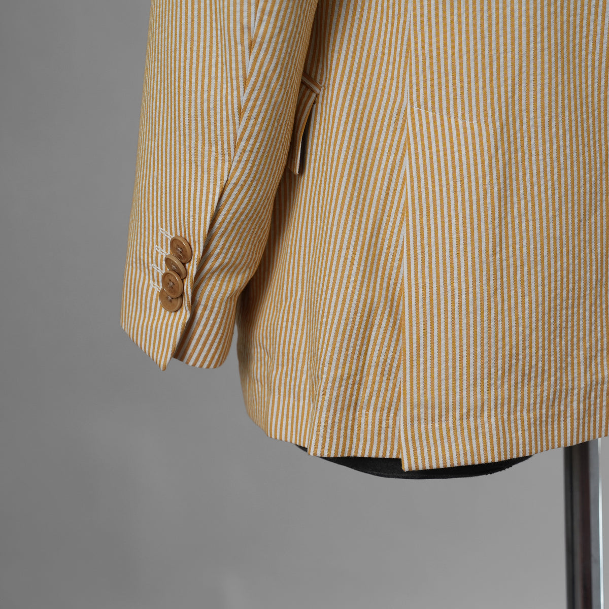 ETRO エトロ / 14SS シアサッカー・ストライプ・テーラード ジャケット / 141-11889-1161 / size 46 (YELLOW) 352142-in-ue