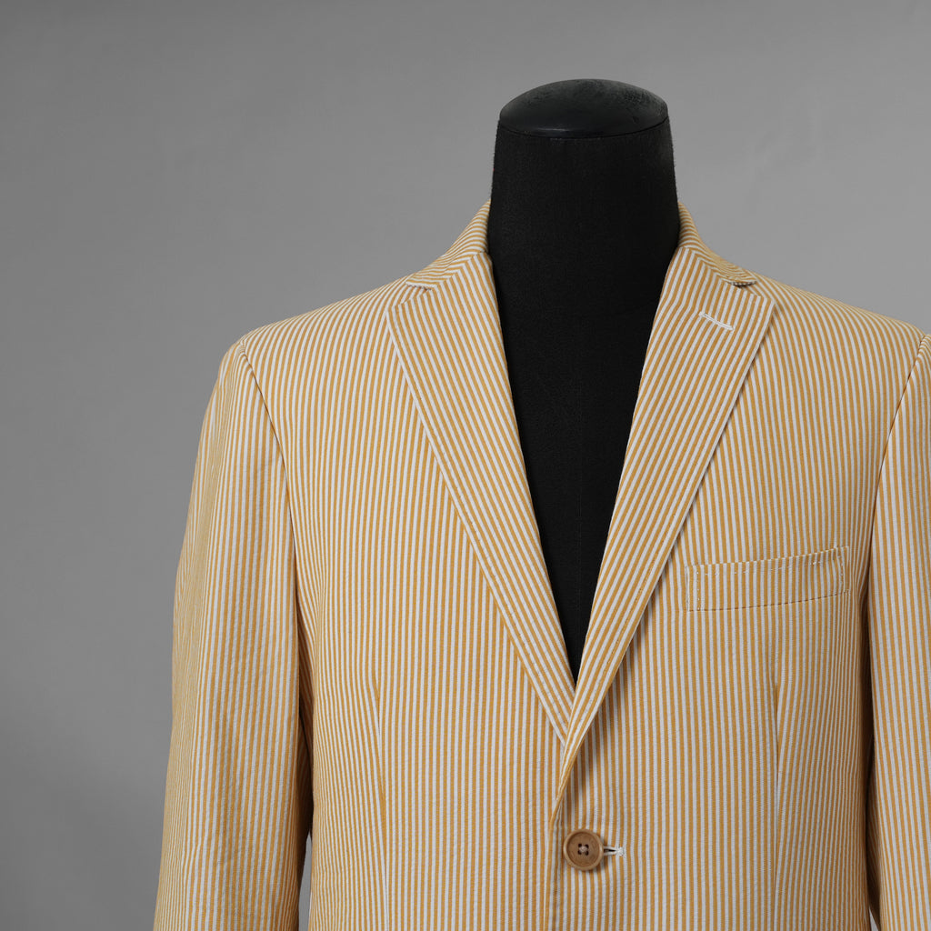 ETRO エトロ / 14SS シアサッカー・ストライプ・テーラード ジャケット / 141-11889-1161 / size 46 (YELLOW) 352142-in-ue