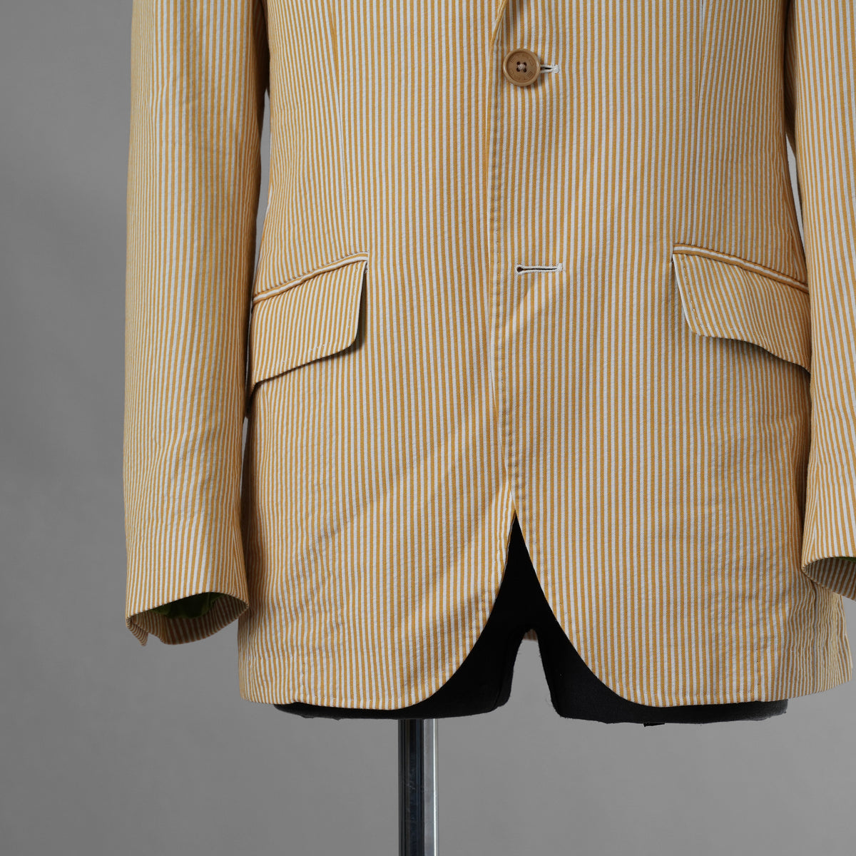 ETRO エトロ / 14SS シアサッカー・ストライプ・テーラード ジャケット / 141-11889-1161 / size 46 (YELLOW) 352142-in-ue