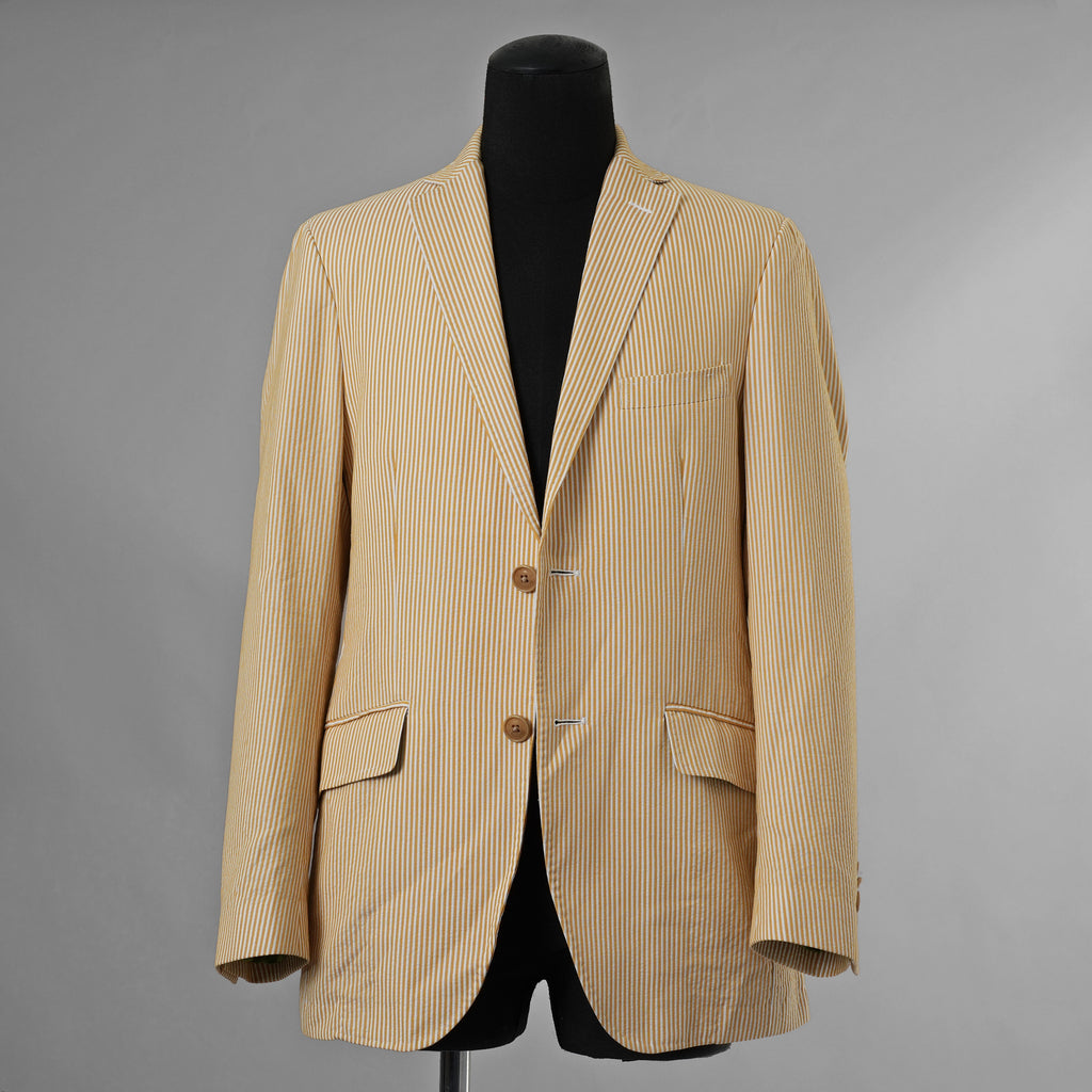 ETRO エトロ / 14SS シアサッカー・ストライプ・テーラード ジャケット / 141-11889-1161 / size 46 (YELLOW) 352142-in-ue