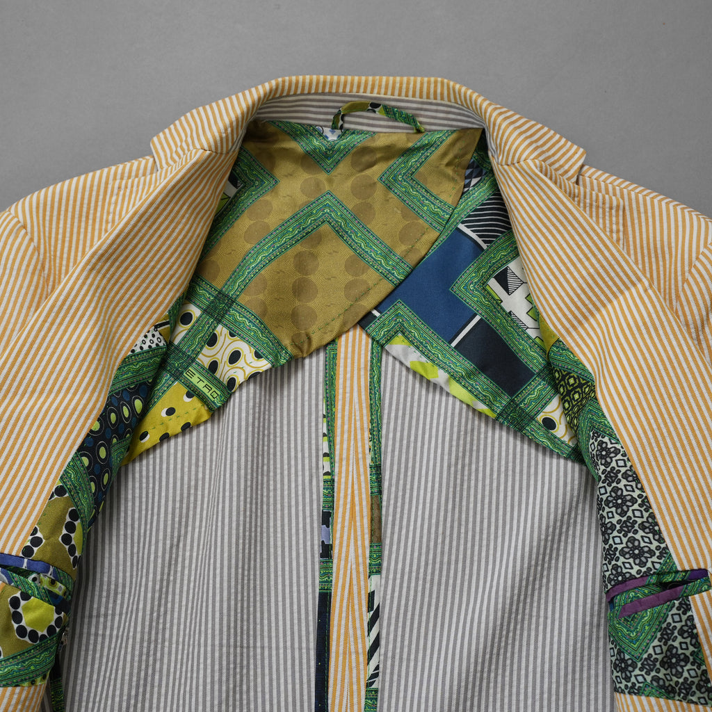 ETRO エトロ / 14SS シアサッカー・ストライプ・テーラード ジャケット / 141-11889-1161 / size 46 (YELLOW) 352142-in-ue