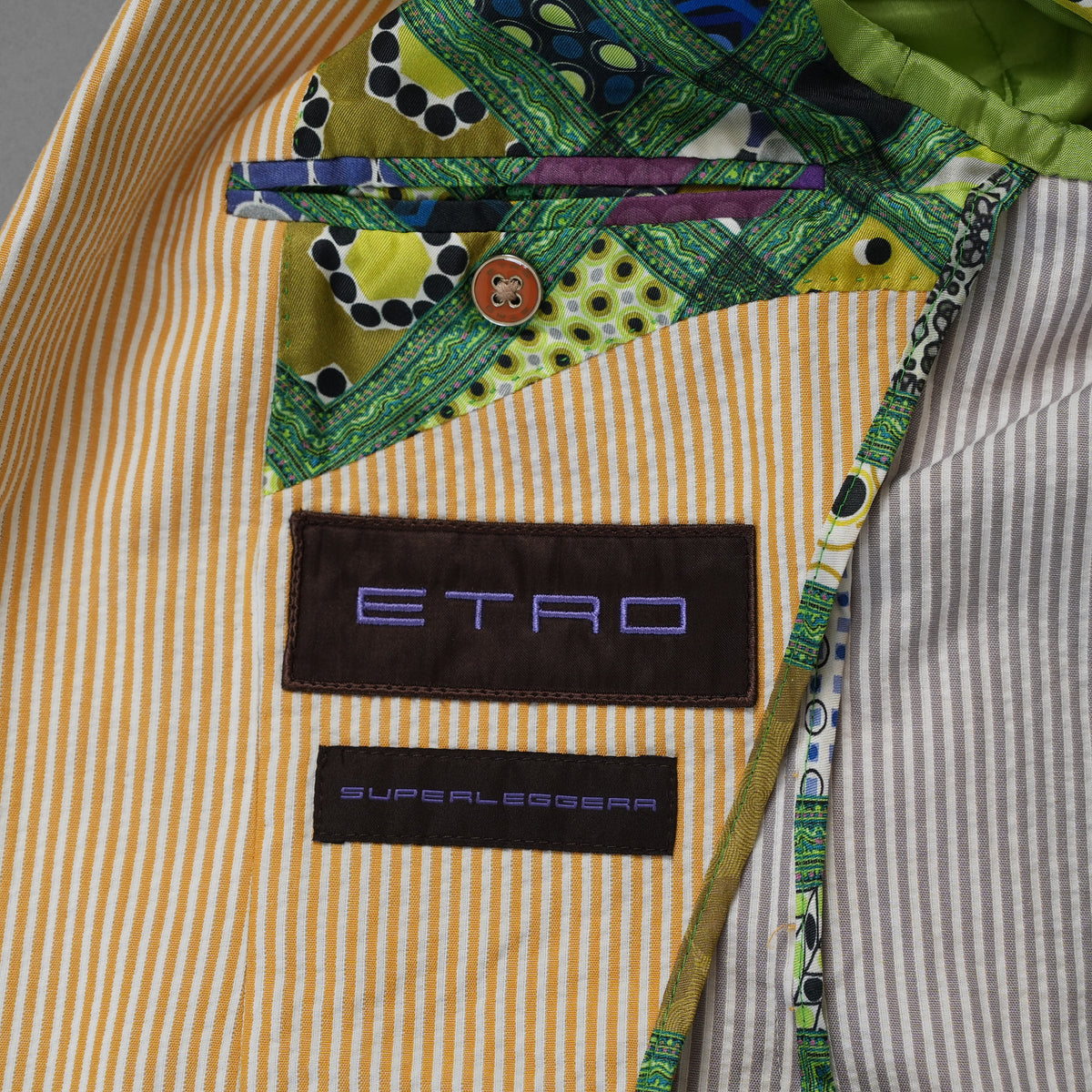 ETRO エトロ / 14SS シアサッカー・ストライプ・テーラード ジャケット / 141-11889-1161 / size 46 (YELLOW) 352142-in-ue