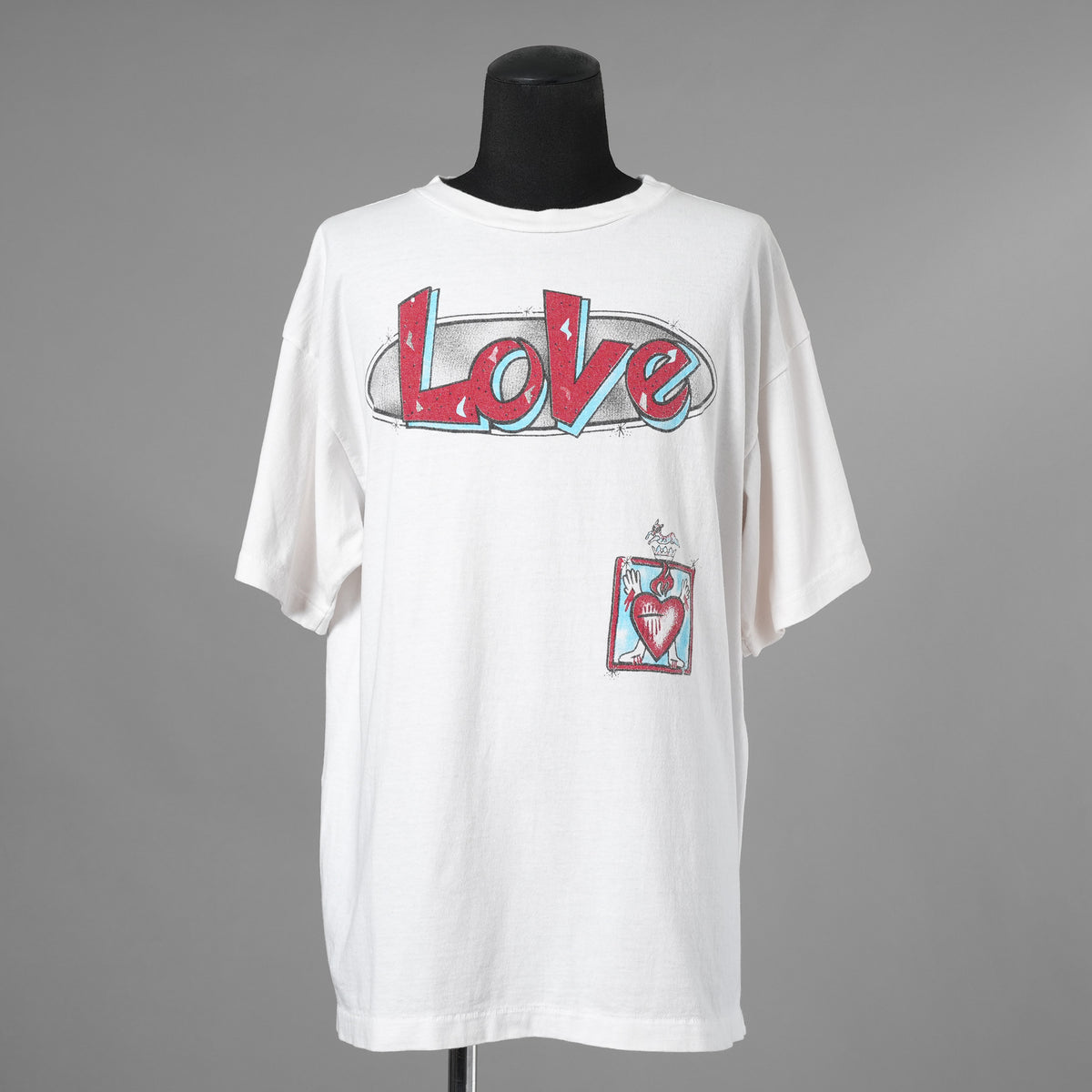 SAINT Mxxxxxx セントマイケル / 美品 22SS LOVE プリント ヴィンテージ加工Tシャツ 半袖Tシャツ / SM-S22-0000-001 / size XL (WHITE) 352143-in-ue