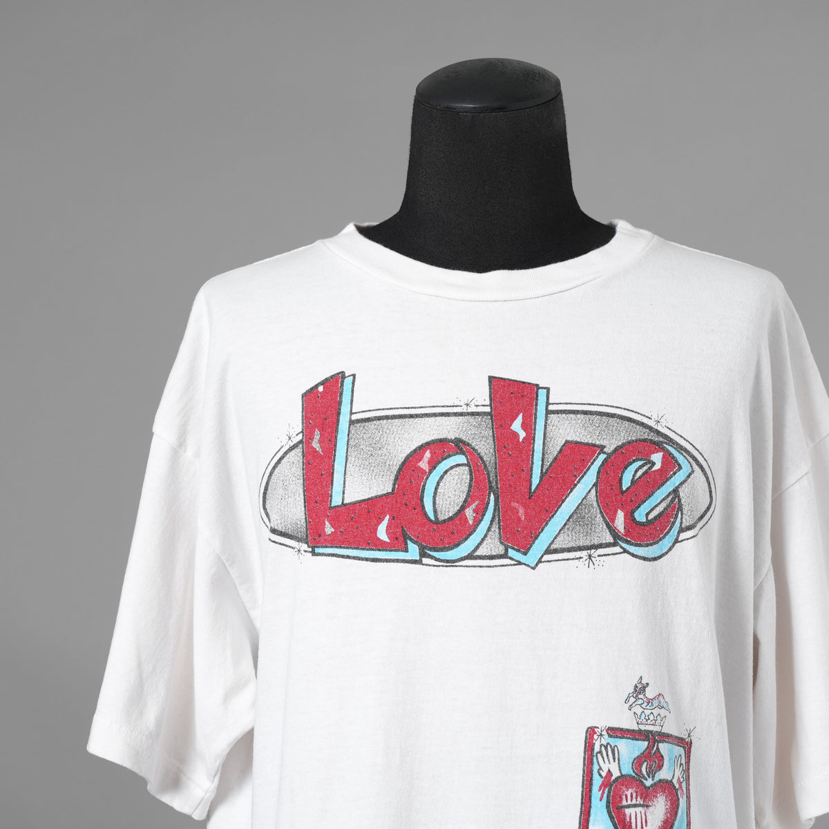 SAINT Mxxxxxx セントマイケル / 美品 22SS LOVE プリント ヴィンテージ加工Tシャツ 半袖Tシャツ / SM-S22-0000-001 / size XL (WHITE) 352143-in-ue