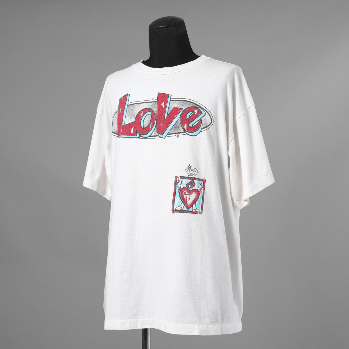 SAINT Mxxxxxx セントマイケル / 美品 22SS LOVE プリント ヴィンテージ加工Tシャツ 半袖Tシャツ / SM-S22-0000-001 / size XL (WHITE) 352143-in-ue