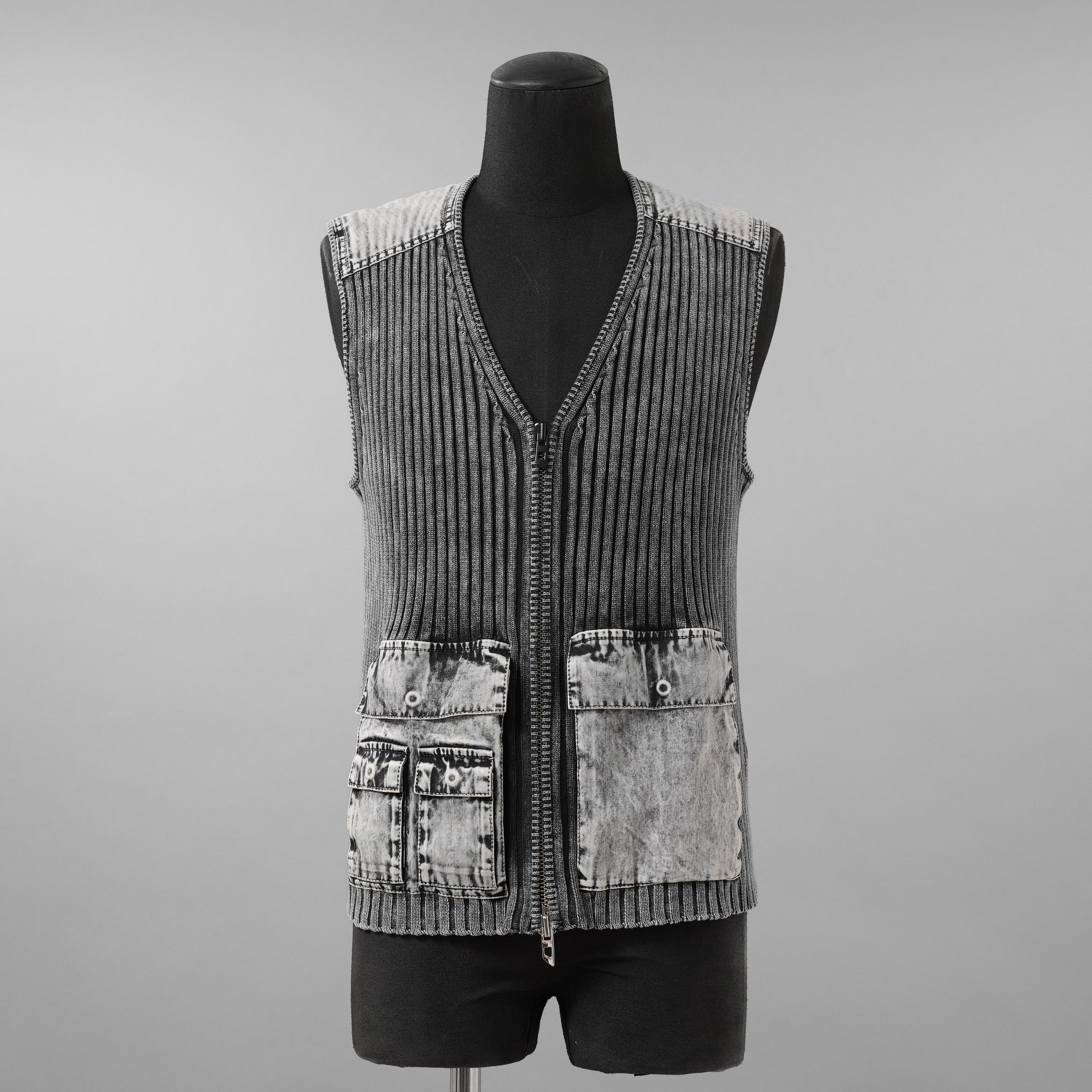 DIESEL ディーゼル / 美品 24AW K-MARGIE リブニット ジップ アップベスト / A168700QMAN / size XS (GRAY)